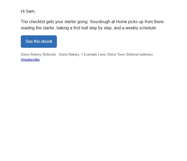 A welcome-series email inviting the reader to buy