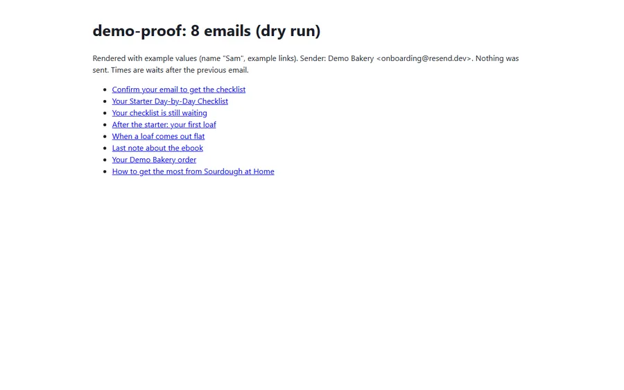 List of the emails the skill wrote